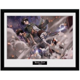 ATTACK ON TITAN - Poster encadré Eren et Levi  - L'ATTAQUE DES TITANS