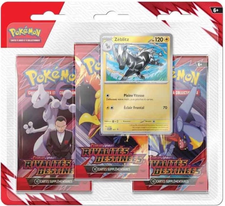 Pokémon - Tripack 3 Boosters - EV10 Rivalités Destinée Zéblitz  - Cartes à collectionner